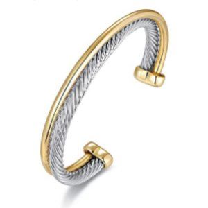 Unique Twisted Cable Wire Cuff Bangle